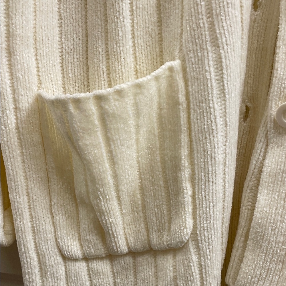 Cream Ribbed Women's Sweater - Picture 4 of 5